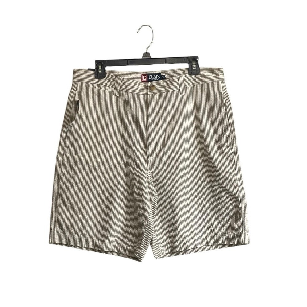 NWT Chaps Chino Shorts Mens 34 x 9" Seersucker Striped Golf Preppy Beach